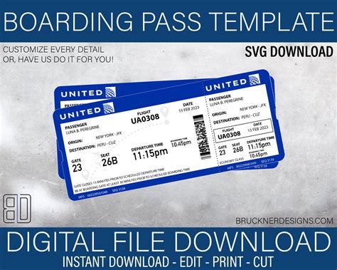Boarding Pass Template 8 Svg File Digital Download Etsy Hong Kong