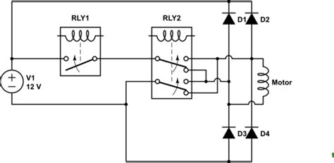 Snubber Diodes For A Dc Motor With 2 Relays