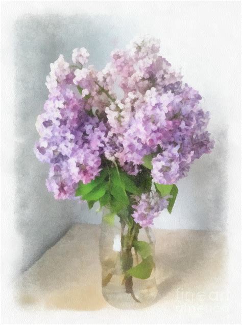Watercolor A Bouquet Of Lilacs Greeting Card With Lilac Watercolor