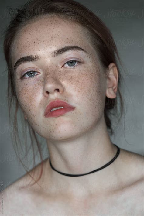 Face Of A Beautiful Girl With Freckles Close Up By Stocksy Contributor Andrei Aleshyn Stocksy