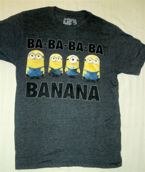 Despicable Me 2 Minions Ba Ba Banana Gray Grey Cotton T Shirt Adult