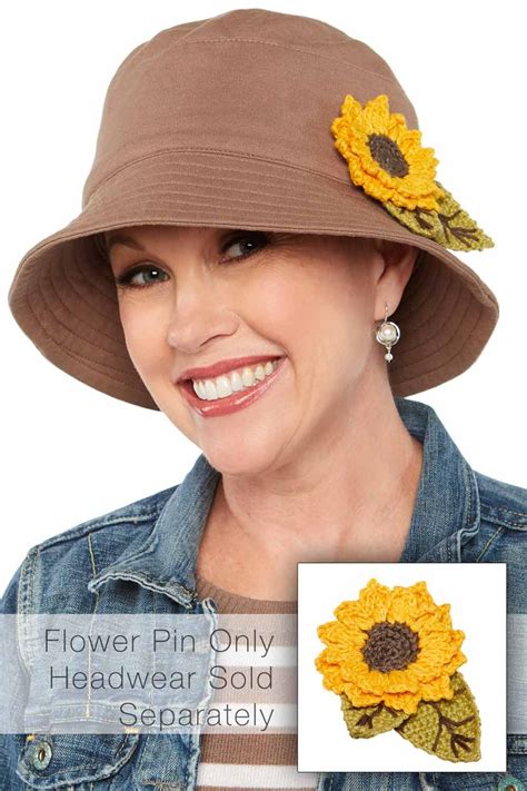 Hand Crocheted Sunflower Pin Hat Accessory Hat Pin