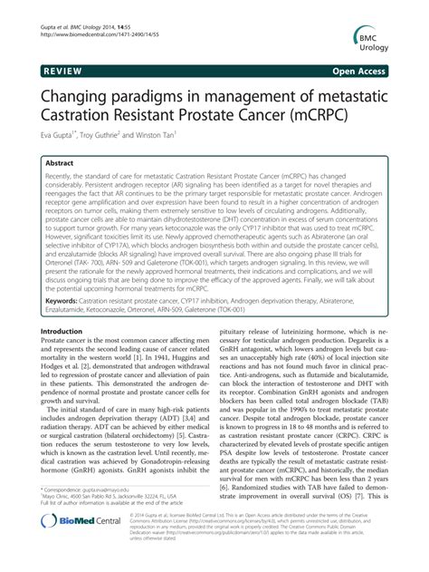 Pdf Changing Paradigms In Management Of Metastatic Castration Resistant Prostate Cancer Mcrpc