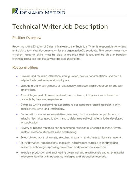 Ppt Technical Writer Job Description Powerpoint Presentation Free