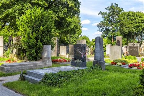 Graves At The Zentralfriedhof Cemetery In Vienna Austria Editorial