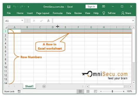 Row Column And Cell In Excel Worksheet