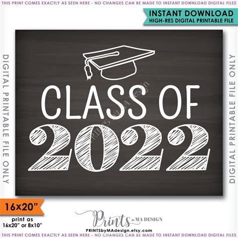 Class Of 2022 Sign Grad Party High School 2022 Grad College Graduation
