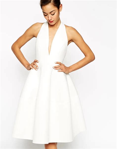 Halter Neck Simple Short White Evening Dress 2015 Robe De Soiree Backless Deep V Ball Gown