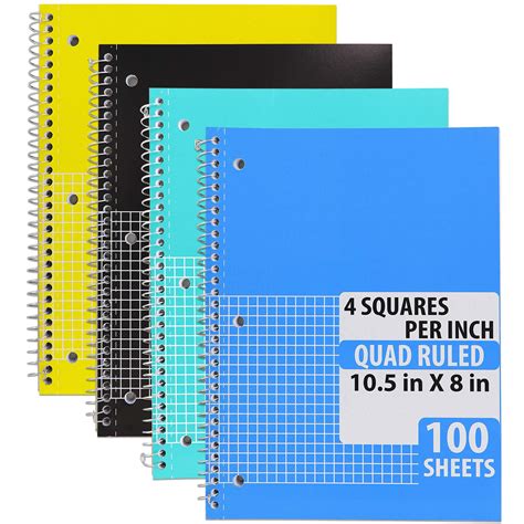 Graph Paper Spiral Notebooks Quad Ruled Grid Notebook Heavy Duty White