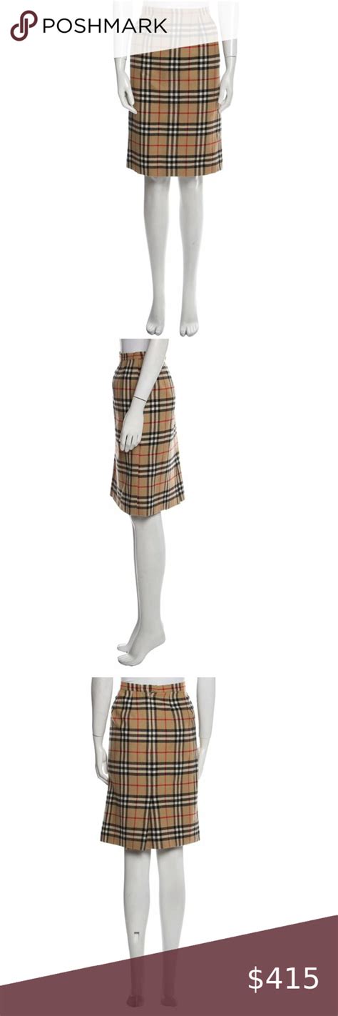Burberrys Classic Plaid Print Knee Length Skirt Size M Burberry