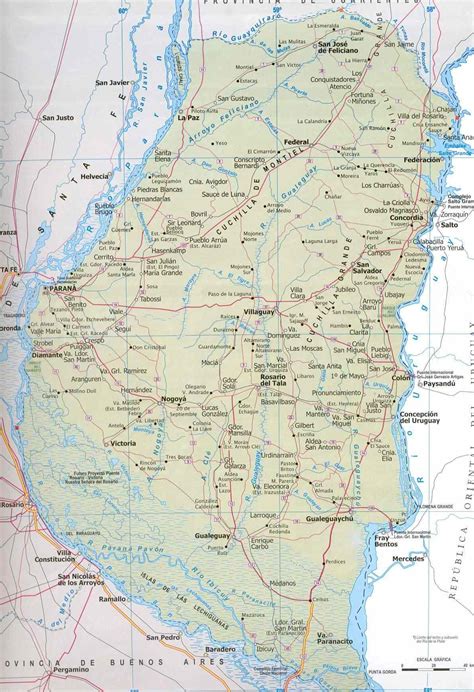 Mapa De La Provincia De Entre Ríos Argentina Tamaño Completo Ex