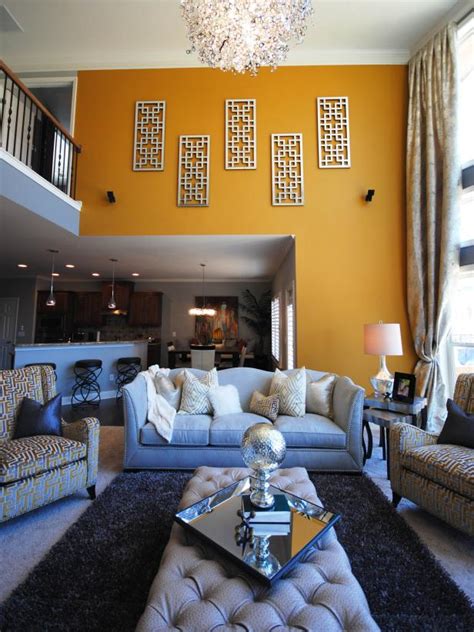 Yellow And Gray Contemporary Living Room Paisley Mcdonald Hgtv