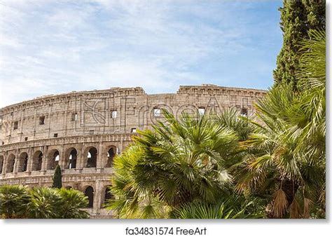 Free Art Print Of Roman Colosseum Background With Trees Sky And Copy