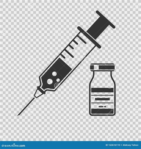 Medische Injectiespuit Met Plastic En Flaconpictogram Vector