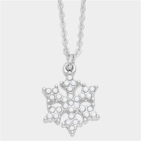 Snowflake Pendant Necklace White Beaded Salty Home