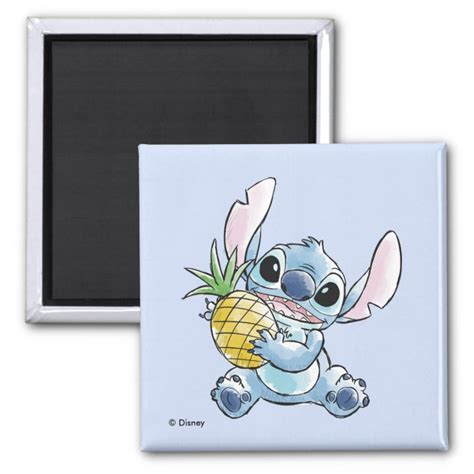 Watercolor Stitch Holding Pineapple Magnet