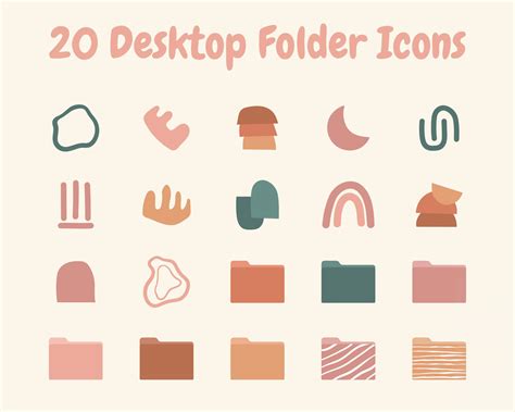 Boho Desktop Folder Icons For Mac Windows Aesthetic Folder Etsy