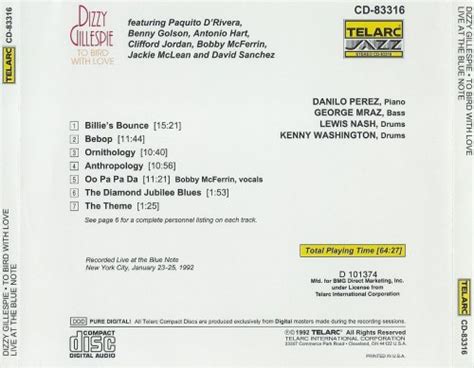 Dizzy Gillespie To Bird With Love 1992
