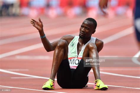 Botswanas Nijel Amos Reacts After Winning The Mens 800m During The