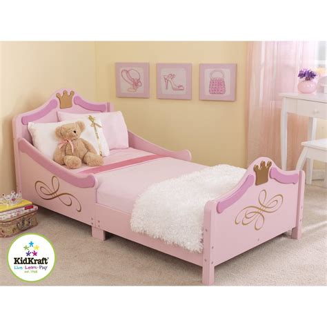 Kidkraft Wooden Princess Toddler Four Poster Bed With Crown Accents