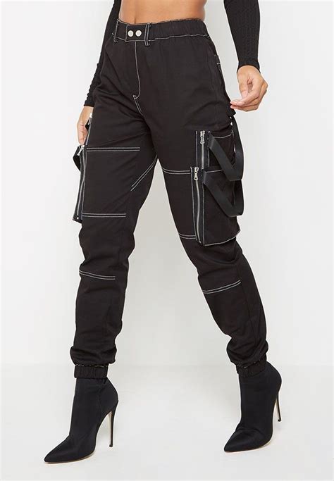 Zip Pocket Cargo Pants Black Black Cargo Pants Cargo Pants Women