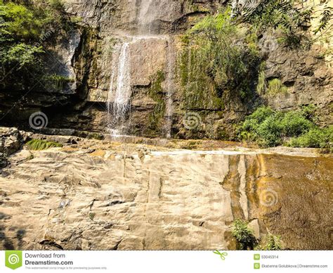 Shining Waterfall On Beautiful Rock Stock Photo Image Of Waterfall