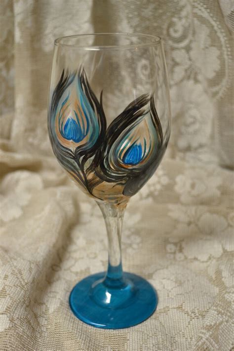 Painted Peacock Wine Glasses