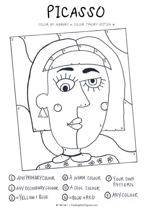 Picasso Coloring Cubism Pages Pablo Printable Famous Template Paintings