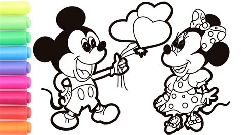 How To Draw Mickey And Minnie Mouse With Balloonscoloring Minnie