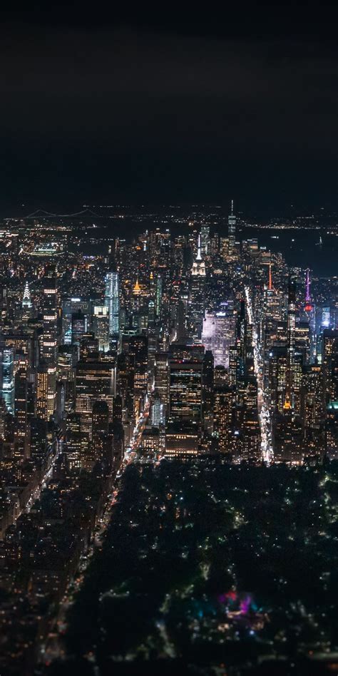1080x2160 Dark City In Night Aerial View Cityscape Wallpaper