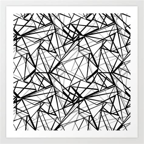 Black And White Abstract Geometric Pattern Art Print By