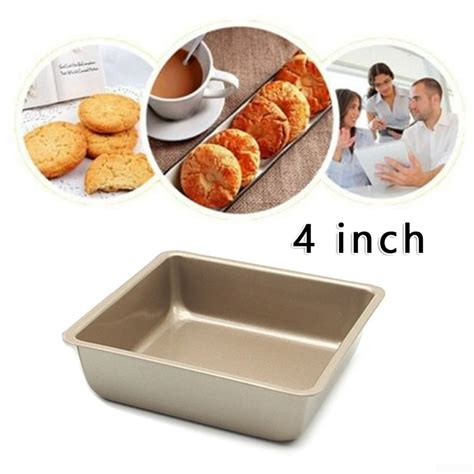 Mini Square Cake Pan 4 Inch Bread Baking Dish Mould Non Stick Kitchen