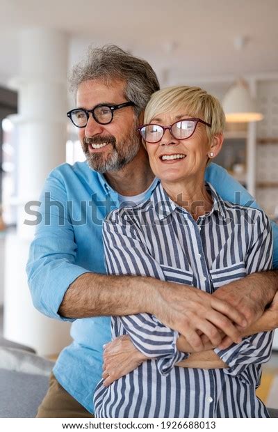 Happy Senior Couple Love Hugging Bonding Stock Photo 1926688013