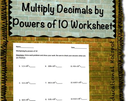Multiply Decimals By Powers Of 10 Worksheet Teaching Resources