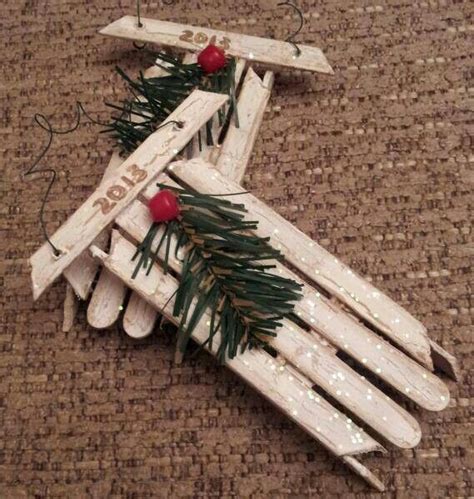 Handmade Christmas Ornaments Popsicle Stick Sleds Clean And