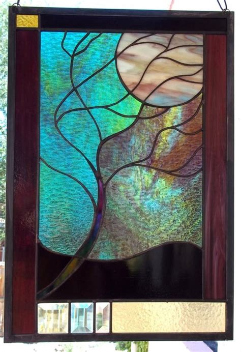 Large Flowing Tree In Moonlight Stained Glass Window Panel 43