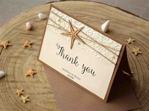 Rustic Beach Wedding Thank You Cards Folded Starfish Thank You Notes