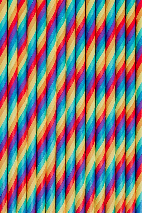 Striped Straws With Rainbow Flag Colours By Stocksy Contributor Vera