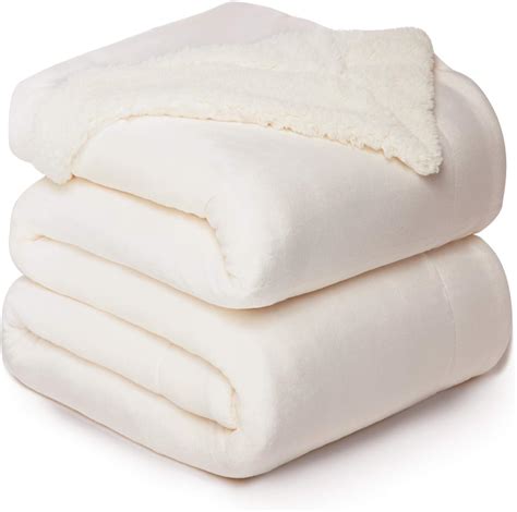 Bedsure Cream Sherpa Queen Blanket Fuzzy Soft Fleece Blanket Plush