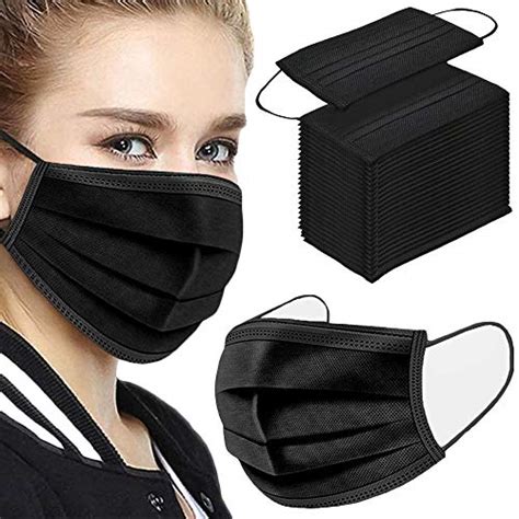 Pcs Ply Black Disposable Face Mask Filter Protection Face Masks