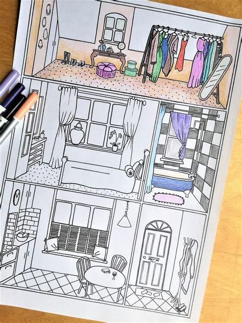 printable colouring pages victorian house interior   paper doll house doll house crafts