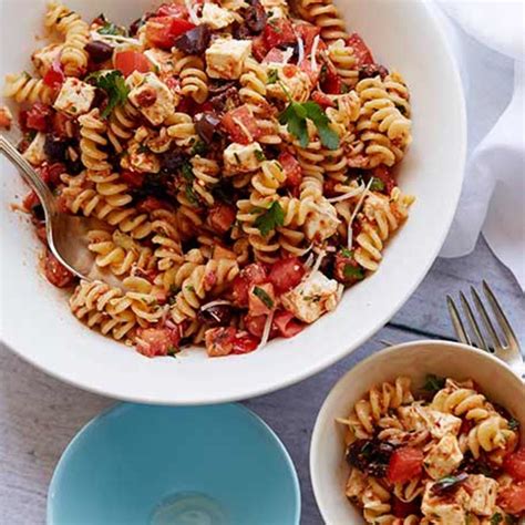 The breast made into chicken salad with thea addition of celery and nuts and mayonnaise and curry powder. Tomato Feta Pasta Salad | Recipe in 2020 | Feta pasta ...