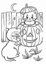 Halloween Coloring Funny Cats Happy Kids Printable Pages 4kids sketch template