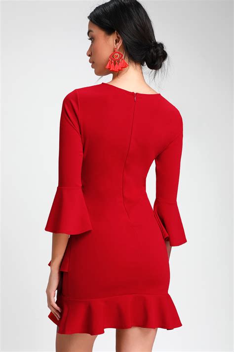 Sexy Red Dress Red Ruffle Dress Red Bodycon Dress Lulus