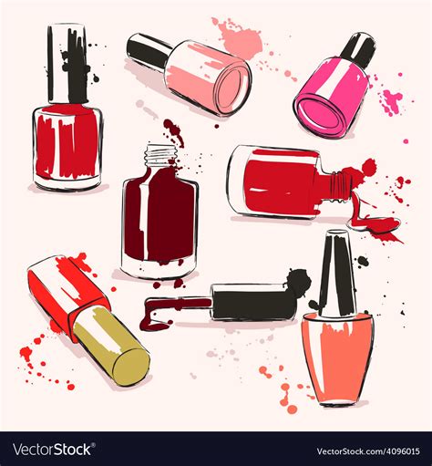 Hand drawing with nail polish Royalty Free Vector Image