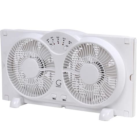 Genesis Twin Window Fan With 9 In Blades Adjustable Thermostat And Max