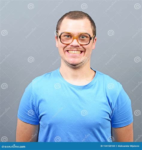 Portrait Of A Geek Looking Guy With Huge Glasses Stock Photo Image Of
