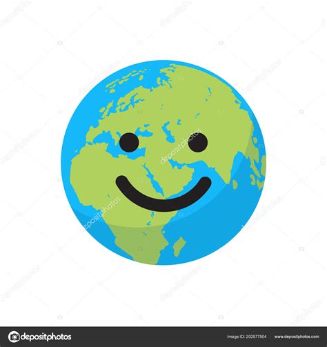 Улыбающийся мультяшный плоский глобус Счастливого смешного Земного
