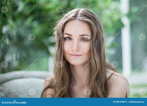 Cute Young Woman Smiling Stock Image Image Of Magnificent 98794891