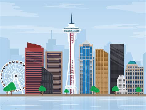 Free Seattle City Skyline Illustration Frebers